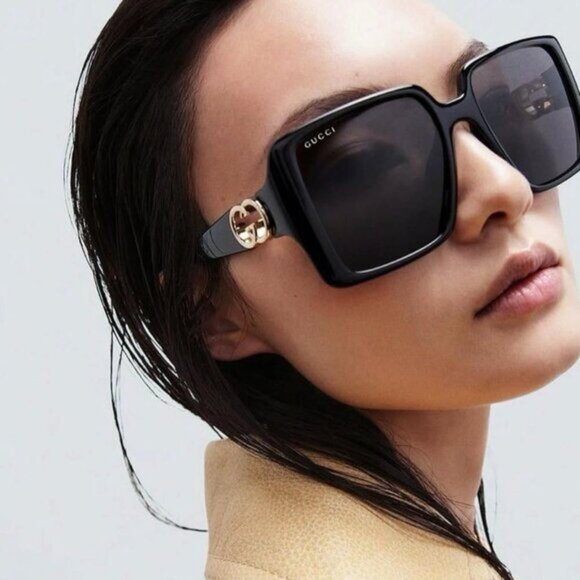 Gucci GG1692SA 001 Square Sunglasses - Black/Grey main image 4